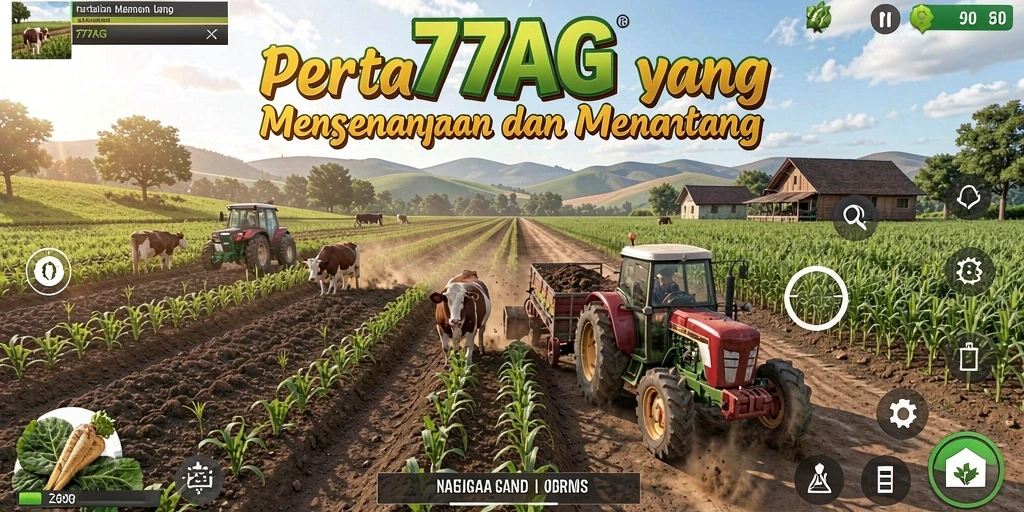 Tampilan gameplay <strong>77AG</strong> yang penuh warna dan menyenangkan saat bertani.