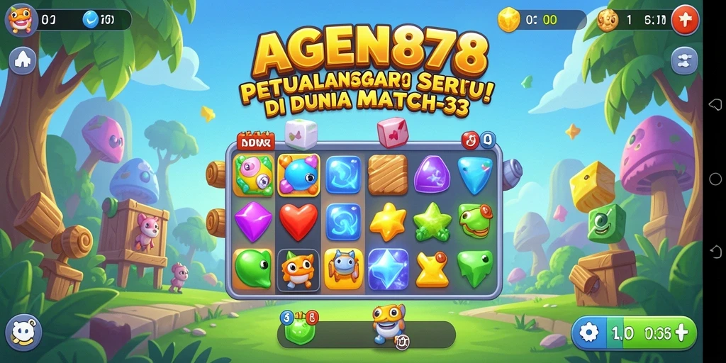 Tampilan gameplay seru dan penuh warna di AGEN878 Match-3.