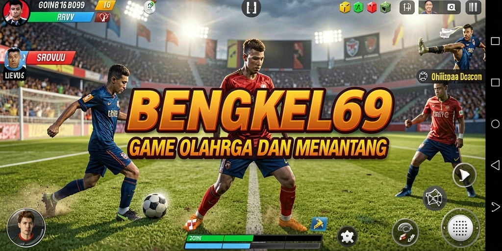 Tampilan gameplay seru dalam BENGKEL69 yang menggambarkan berbagai olahraga.