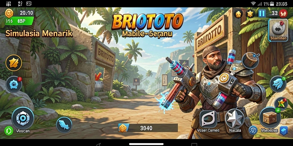 Tampilan gameplay BRIOTOTO dengan elemen simulasi yang menarik.
