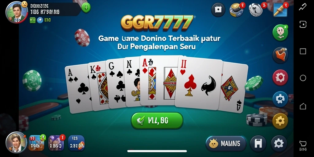 Screenshot GGR7777 menampilkan layar permainan Domino yang seru dan interaktif.