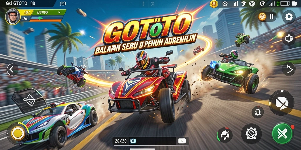 Tampilan gameplay balapan yang menegangkan dalam GOTOTO.