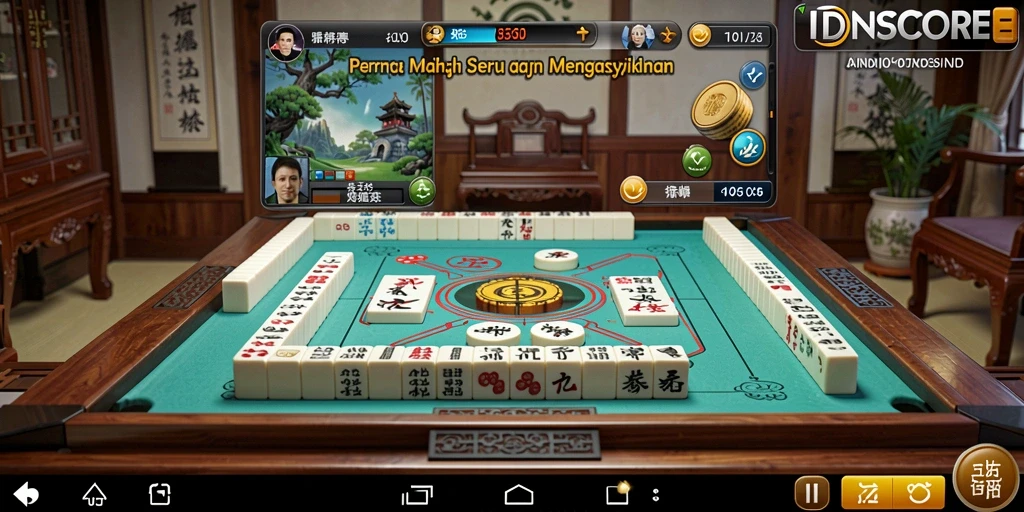 Screenshot gameplay IDNSCORE yang menampilkan pengalaman bermain Mahjong yang seru.