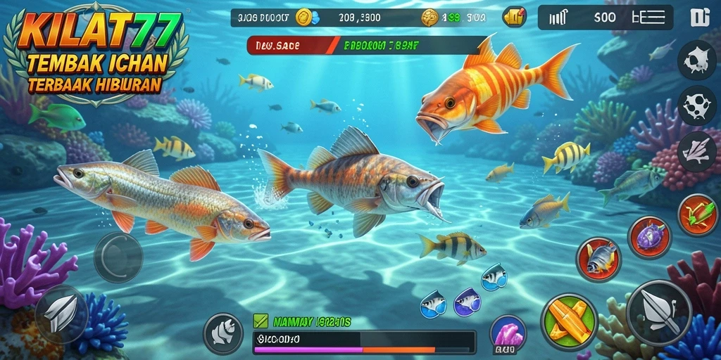 Tampilan gameplay seru di KILAT77 saat menembak ikan.