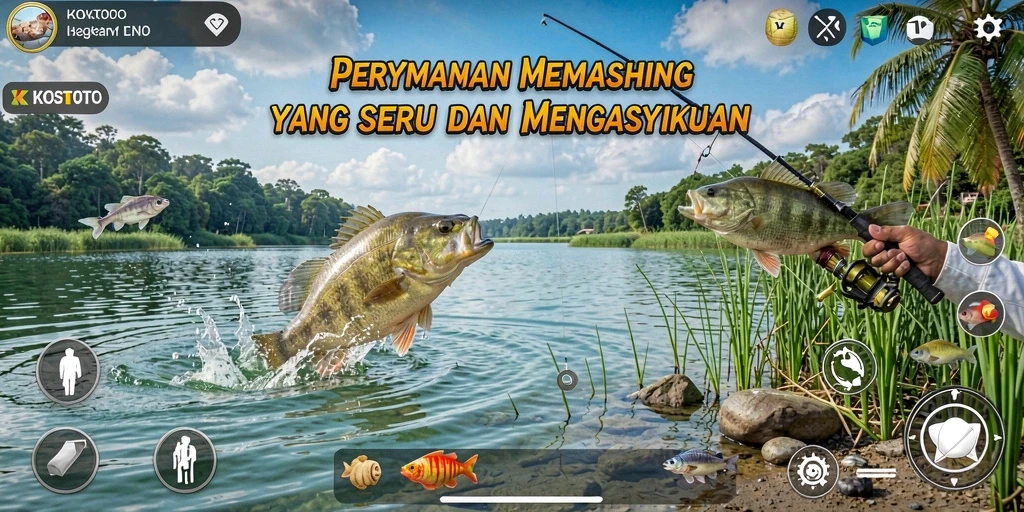 Tangkapan ikan yang menakjubkan dalam gameplay KOSTOTO.