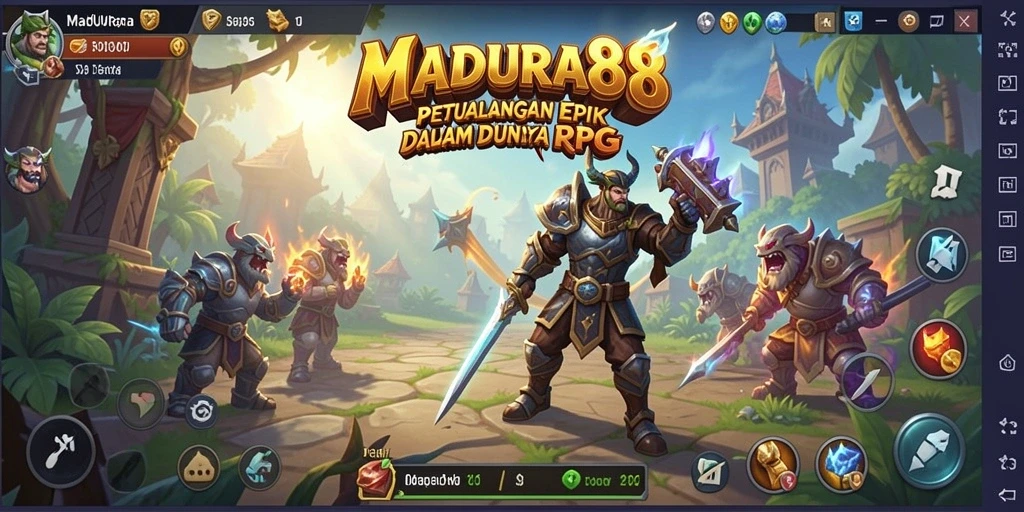 Screenshot gameplay MADURA88 menunjukkan petualangan RPG yang epik.