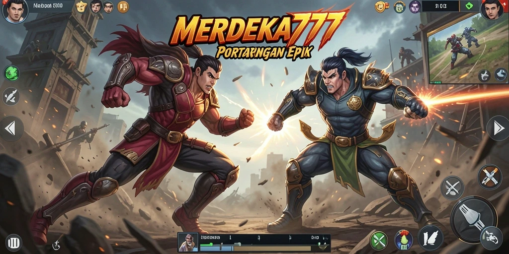 Tampilan utama gameplay <strong>MERDEKA777</strong> yang menegangkan dan penuh aksi.