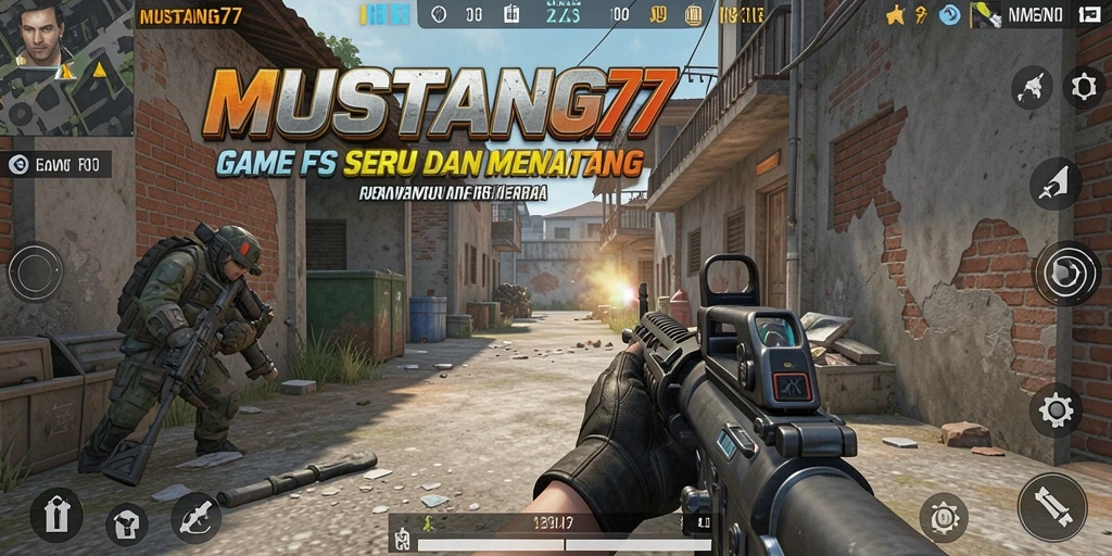 Screenshot gameplay MUSTANG77 menampilkan aksi tembak-menembak yang mendebarkan.