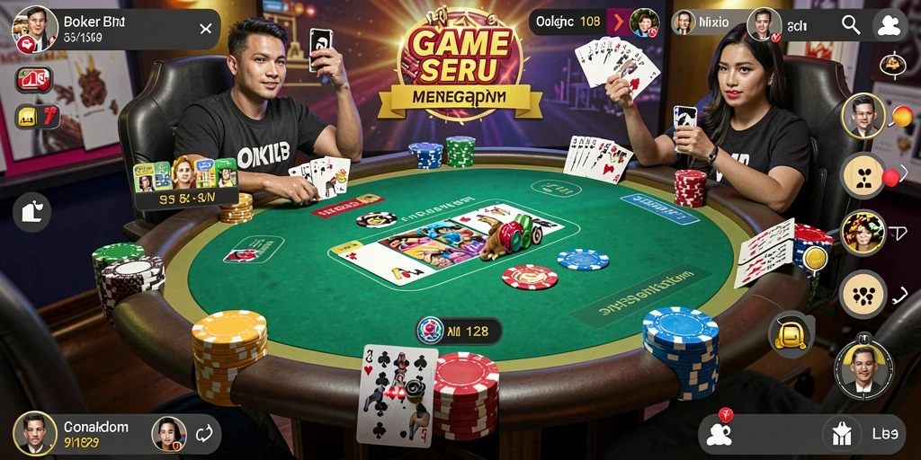 Tampilan gameplay OLX128 yang seru dan menegangkan dalam poker.