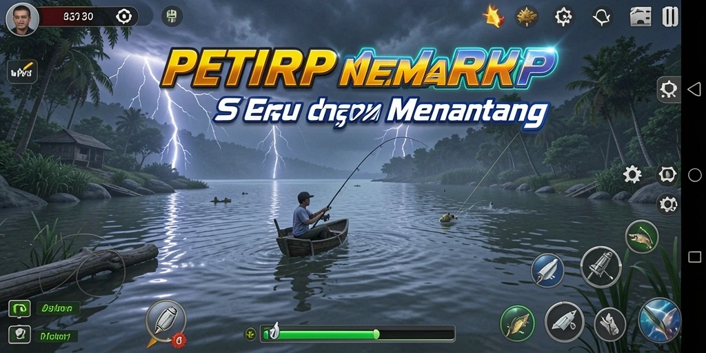 Tampilan gameplay yang menarik dengan berbagai lokasi memancing.