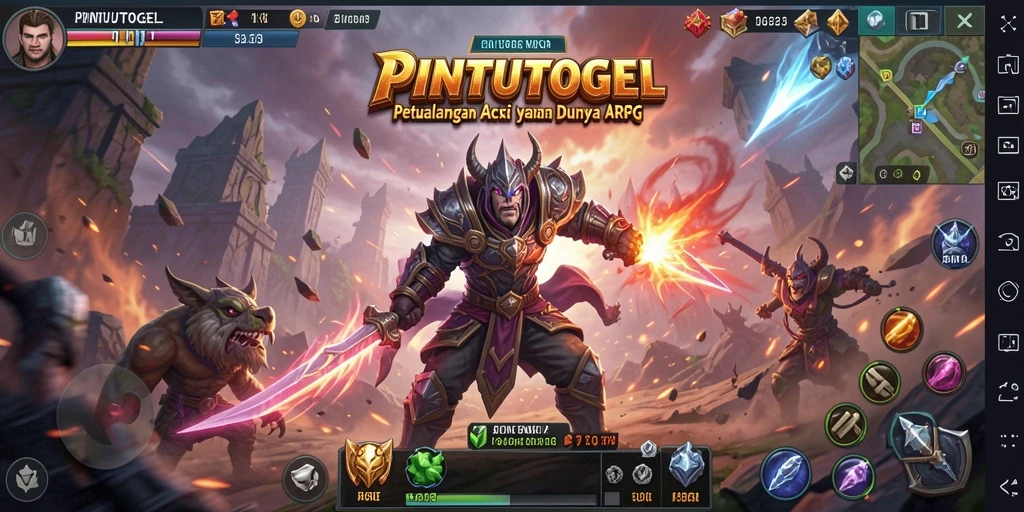 Screenshot gameplay PINTUTOGEL menunjukkan aksi seru dalam pertempuran ARPG.