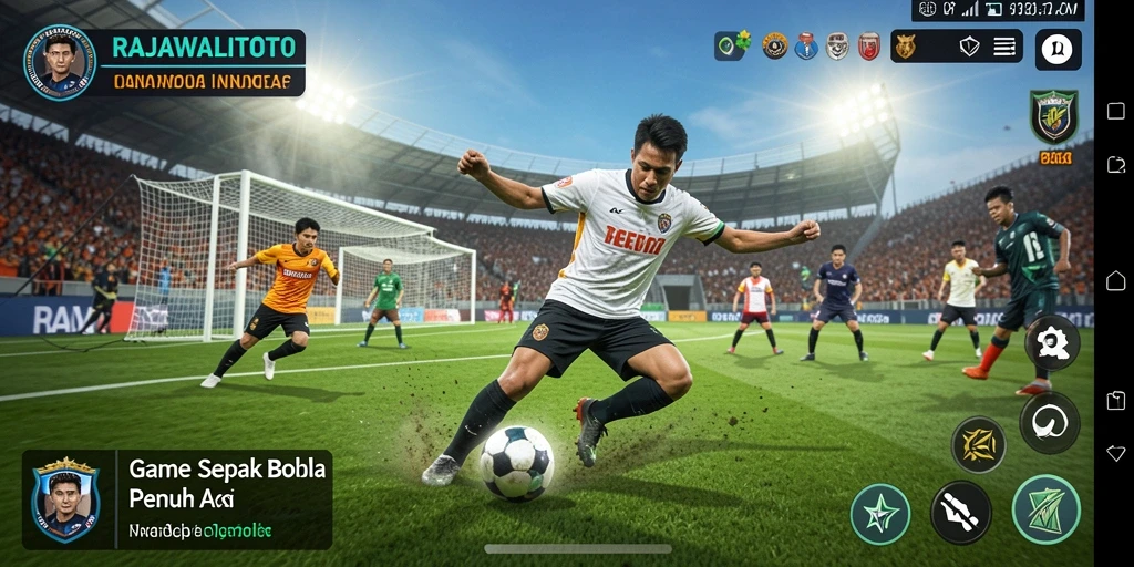 Tangkapan layar utama RAJAWALITOTO menampilkan pertandingan sepak bola yang seru.